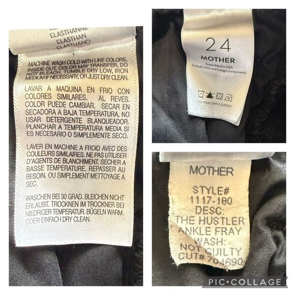 Mother Jeans Women's 24 Black The Hustler Ankle Fray Hem Not Guilty Wash - Picture 10 of 15